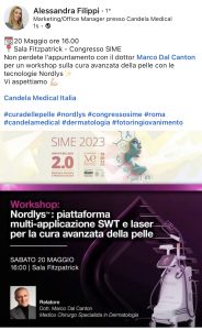 workshop del dr. Marco Dal Canton sulla multipiattaforma Nordlys Candela al Congresso SIME Roma 20 maggio 2023